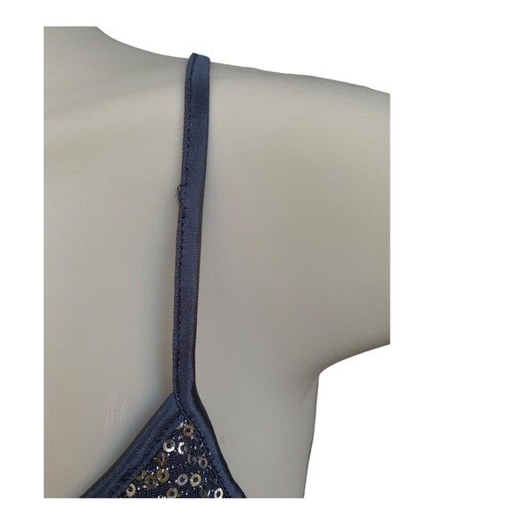 EXPRESS Gray Silver Sequinned Metallic Camisole Tank top Size L - Picture 11 of 11